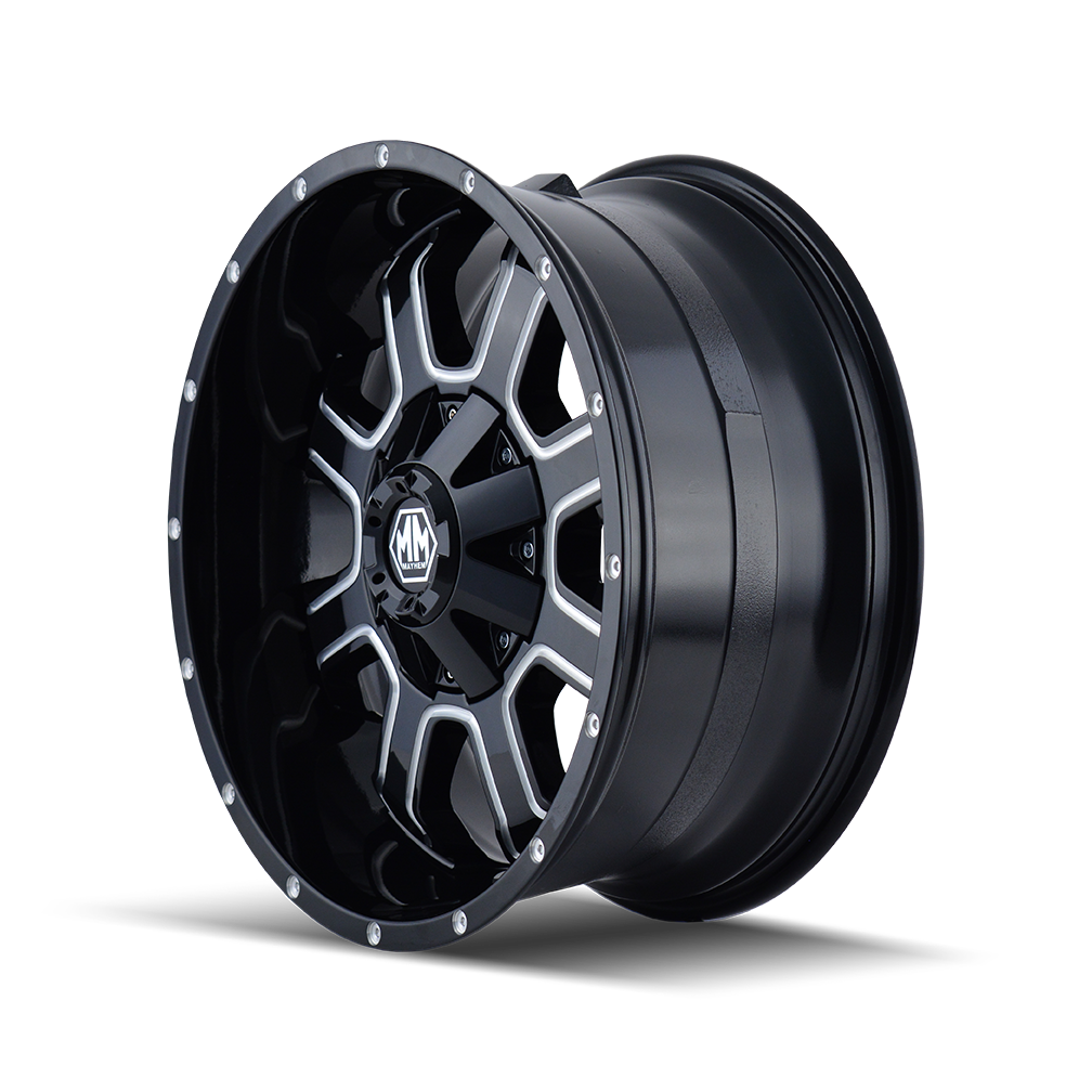 MAYHEM FIERCE 8103 17x9 -12 5x127/5x139.7 GLOSS BLACK/MILLED SPOKES
