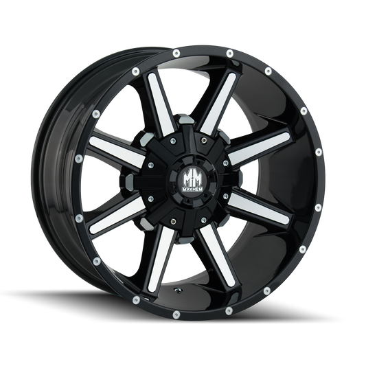 MAYHEM ARSENAL 8104 22x12 -44 8x180 GLOSS BLACK/MACHINED FACE