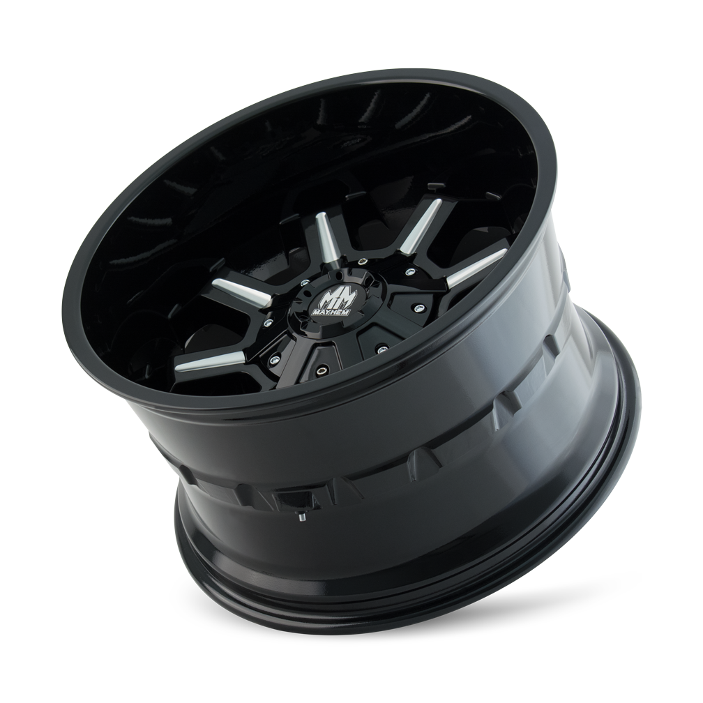 MAYHEM COMBAT 8105 18X9 -12 8x165.1/8x170 BLACK W/MILLED SPOKES