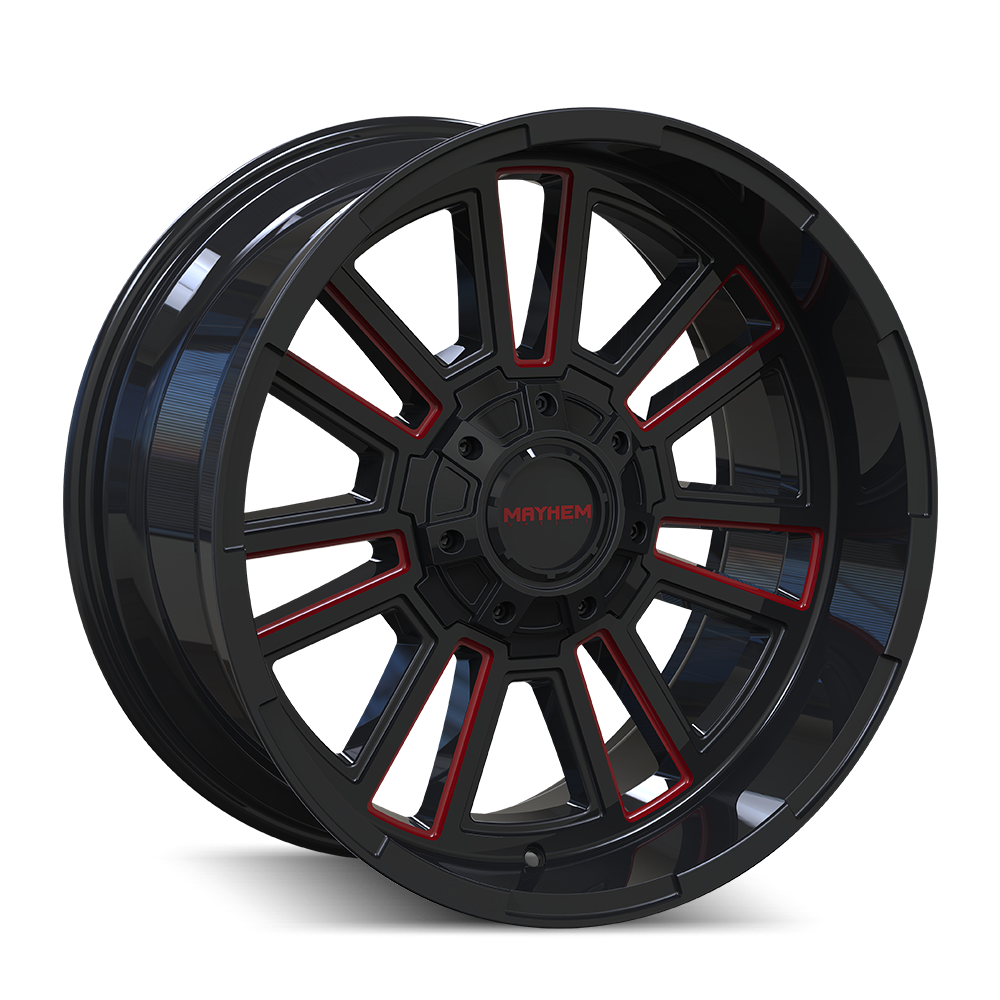 MAYHEM 8115 APOLLO 20x9 0 8x165.1/ GLOSS BLACK/PRISM RED MILLED