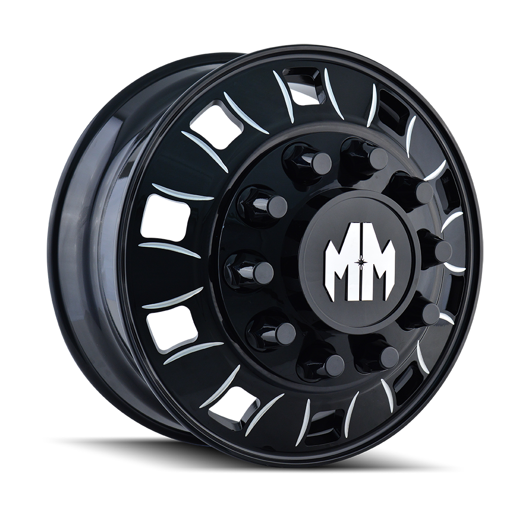 MAYHEM BIGRIG 8180 22.5X8.25 169 10x285.75 FRONT BLACK/MILLED SPOKES