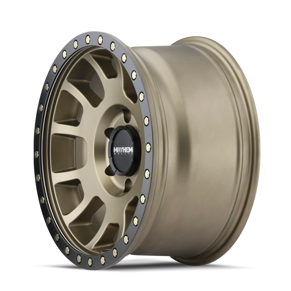 MAYHEM SCOUT 8302 17X8.5 -5 6x139.7 MATTE GOLD W/ MATTE BLACK LIP