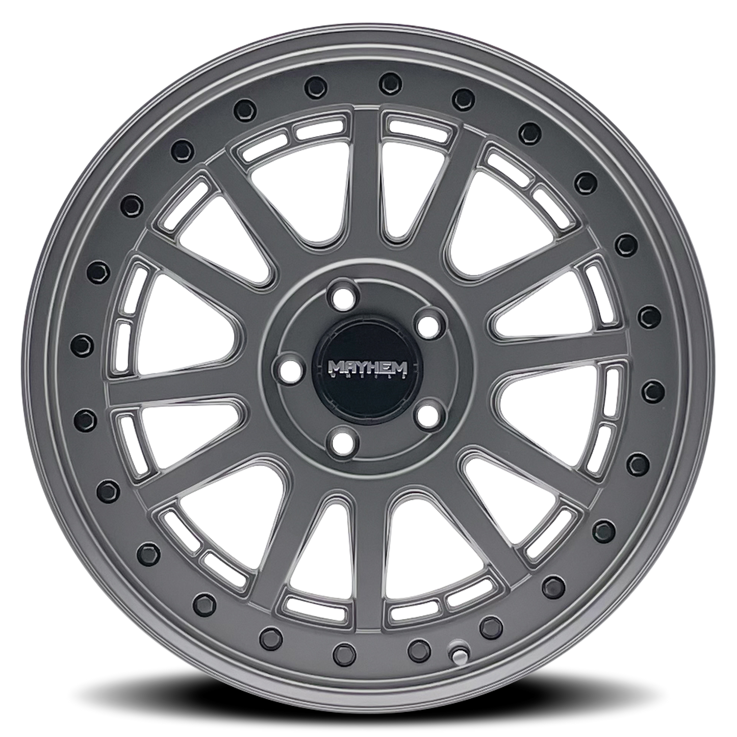 MAYHEM COMPASS 18x9 0 5x127 MATTE GUNMETAL W/ BLK BOLT