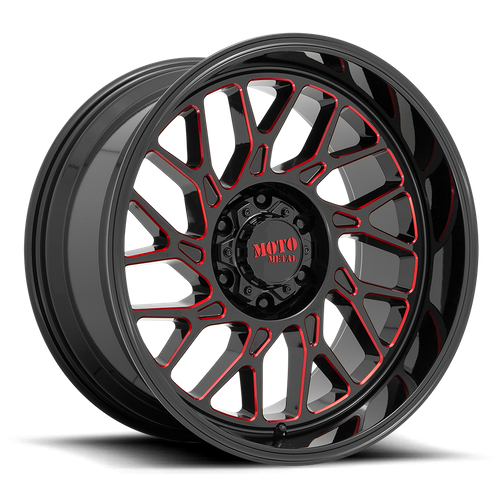 Moto Metal MO805 20X10 -18 8X165.1/8X6.5 Gloss Black Milled With Red Tint