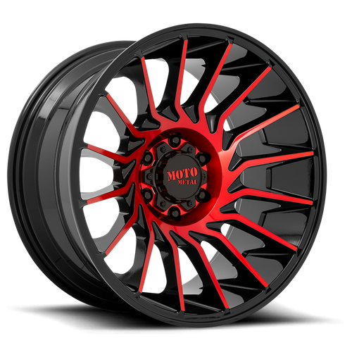 Moto Metal MO807 22X10 -18 6X139.7/6X5.5 Gloss Black Machined With Red Tint