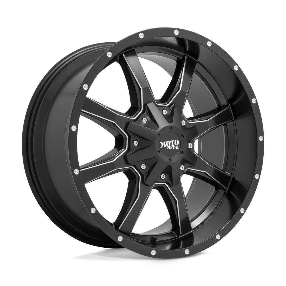 MOTO METAL MO970 17X9 12 6X120/6X139.7 SEMI GLOSS BLACK MILLED