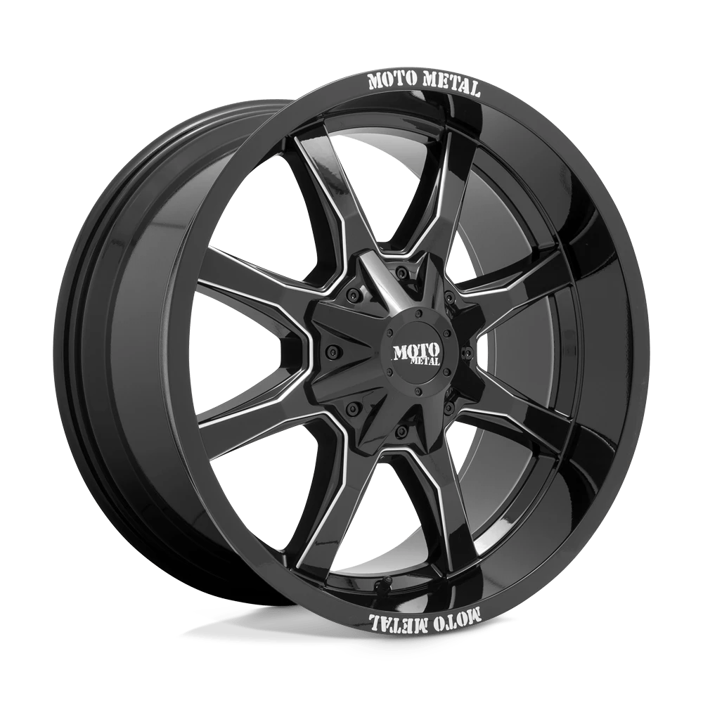 Moto Metal MO970 18X9 18 5X114.3 GLOSS BLACK WITH MILLED SPOKE & MOTO METAL ON LIP