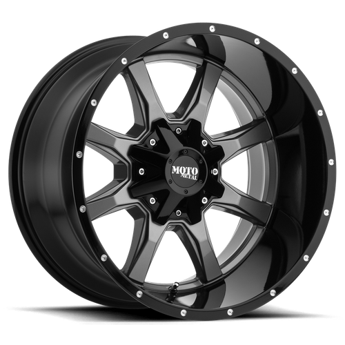 Moto Metal MO970 20X10 12 6X135/6X5.3/6X139.7/6X5.5 Gloss Gray Center Gloss Black Lip