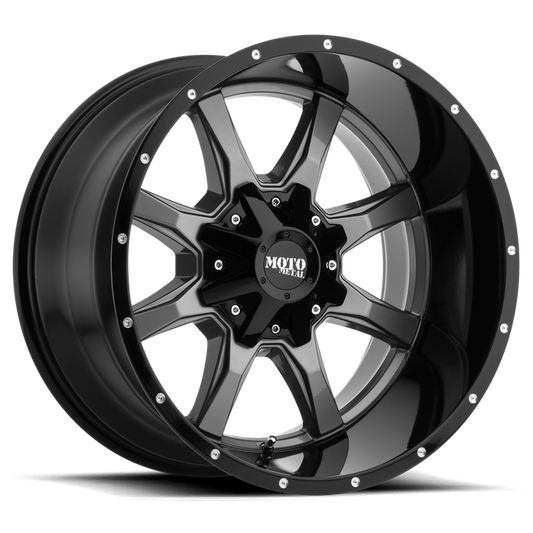 Moto Metal MO970 17X8 0 6X120/6X139.7 Gloss Gray Center Gloss Black Lip