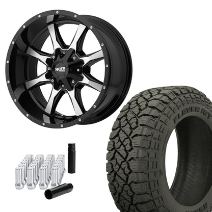 MO970 20x10 -24 6x135 GLOSS BLACK & 33x12.50R20 Kenda KR601 FORD w/ LEVELING KIT