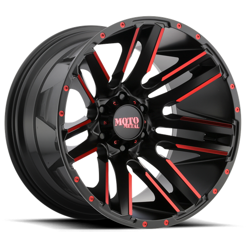 Moto Metal MO978 RAZOR 20X12 -44 8X165.1/8X6.5 Satin Black Machined Red Tint