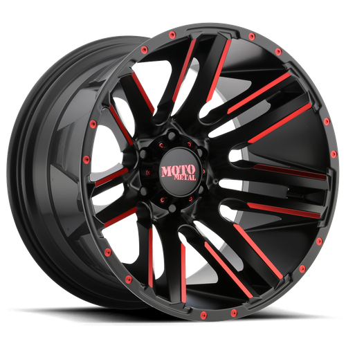 Moto Metal MO978 RAZOR 20X10 -24 8X170/8X6.7 Satin Black Machined Red Tint