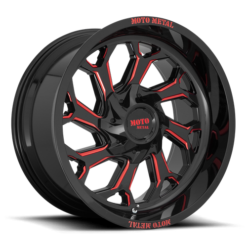 Moto Metal MO999 22X12 -44 5X127/5X139.7/5X5.0/5.5 Gloss Black Milled With Red Tint