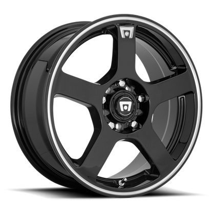 Motegi MR116 FS5 17X7 40 5X112/5X114.3 GLOSS BLACK MACHINED FLANGE