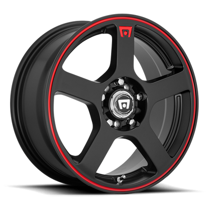 Motegi MR116 FS5 18X8 35 5X100/5X114.3 MATTE BLACK RED RACING STRIPE