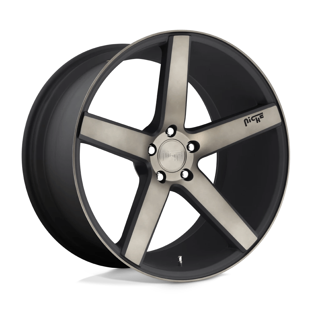 Niche 1PC M134 MILAN 19X9.5 35 5X114.3/5X4.5 MATTE BLACK MACHINED WITH DOUBLE DARK TINT