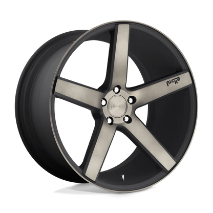 Niche 1PC M134 MILAN 19X8.5 35 5X100/5X100 MATTE BLACK MACHINED WITH DOUBLE DARK TINT