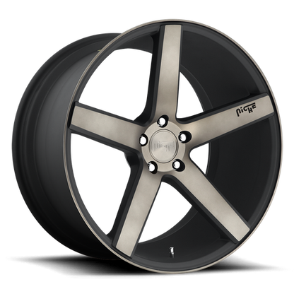 Niche 1PC M134 MILAN 19X8.5 40 5X108/5X4.25 MATTE BLACK MACHINED WITH DOUBLE DARK TINT