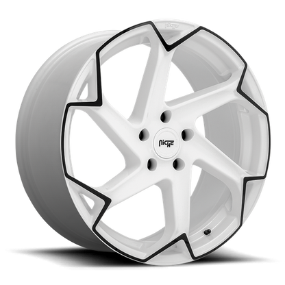 Niche 1PC M257 FLASH 20X10.5 35 5X120/5X4.72 Gloss White With Black