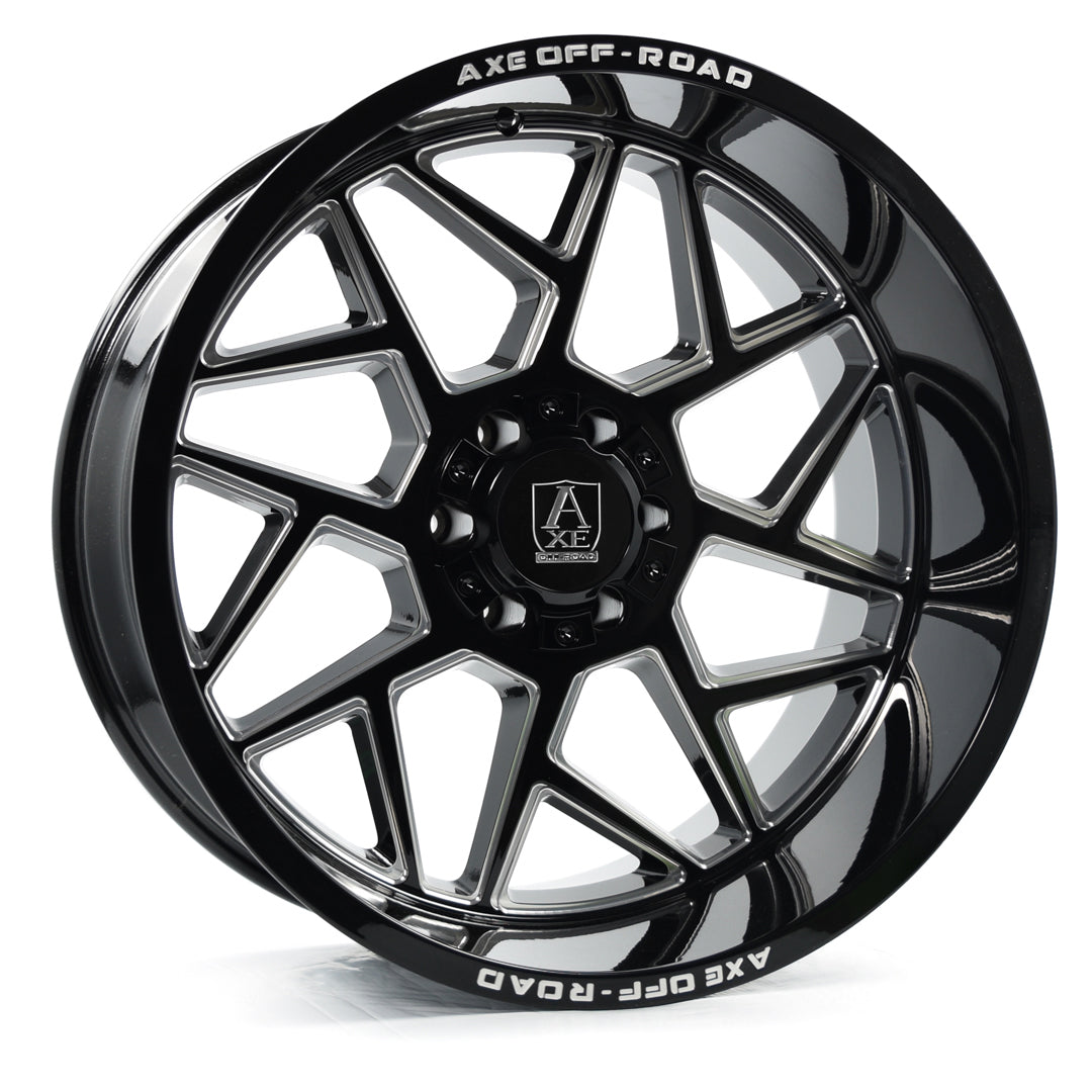 AXE Nemesis 24x12 -44 8X165.1 (8X6.5) Gloss Black Milled