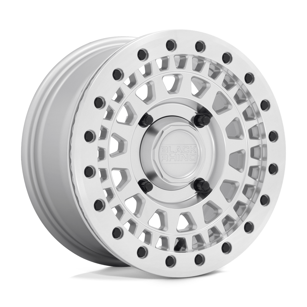 Black Rhino Powersports PARKER UTV BEADLOCK 14X7 51 4X110 SILVER WITH MIRROR CUT FACE