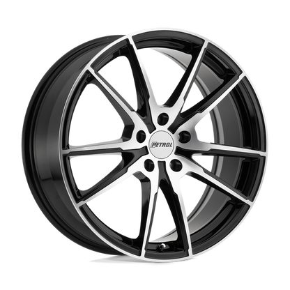 Petrol P0A 17X8 35 5X100/5X100 GLOSS BLACK W/ MACHINED CUT FACE