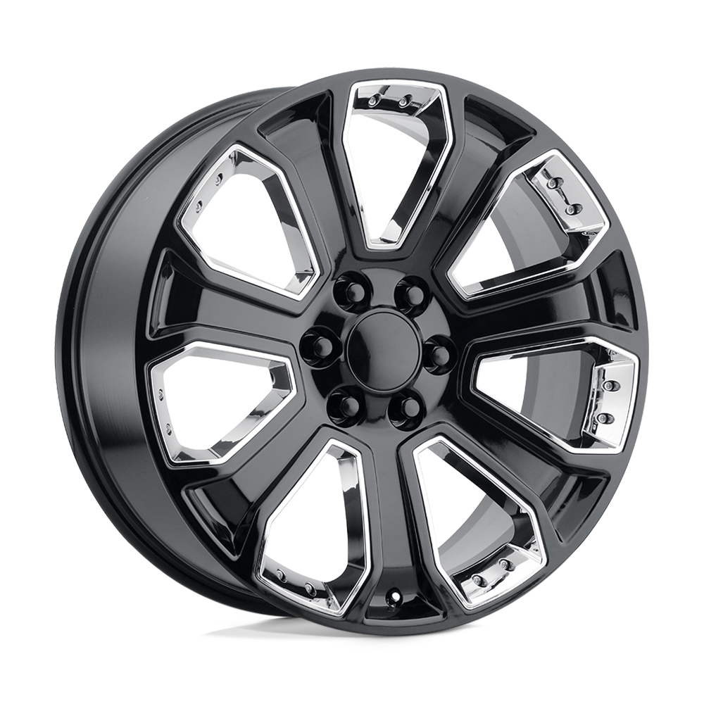 PERFORMANCE REPLICAS PR113 22X9 24 6X139.7/6X5.5 Gloss Black With Chrome Accents