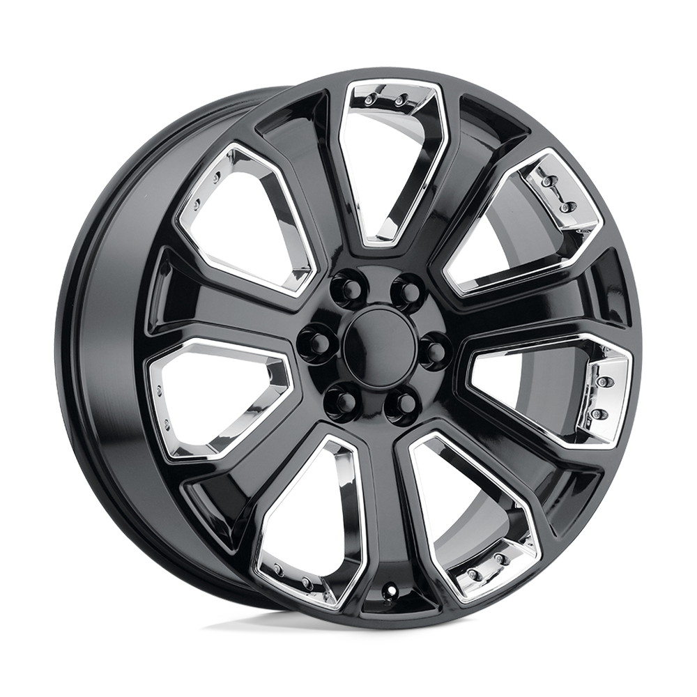 OE Creations PR113 20X9 24 6X139.7/6X5.5 Gloss Black With Chrome Accents