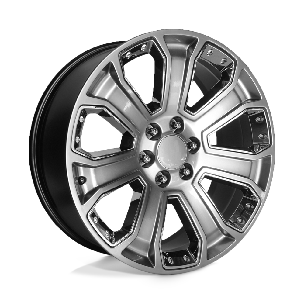PERFORMANCE REPLICAS PR113 22X9 24 6X139.7/6X5.5 Hyper Silver Dark With Chrome Accents