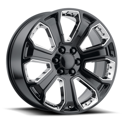 PERFORMANCE REPLICAS PR113 22X9 24 6X139.7/6X5.5 Gloss Black With Chrome Accents
