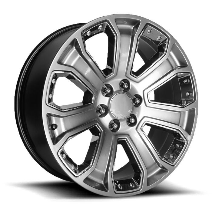 PERFORMANCE REPLICAS PR113 20X9 24 6X139.7/6X5.5 Hyper Silver Dark With Chrome Accents