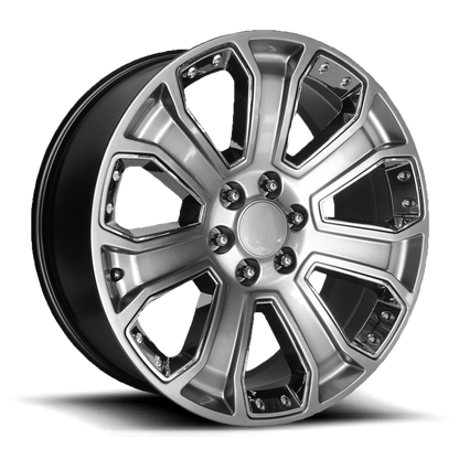 PERFORMANCE REPLICAS PR113 20X9 24 6X139.7/6X5.5 Hyper Silver Dark With Chrome Accents