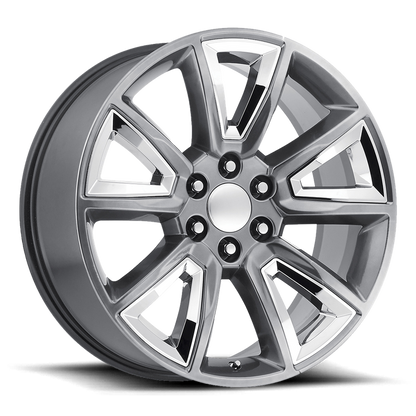PERFORMANCE REPLICAS PR168 22X9 24 6X139.7/6X5.5 Hyper Silver with Chrome Accents