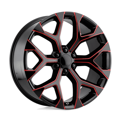 PERFORMANCE REPLICAS PR176 26X10 24 6X139.7/6X5.5 Gloss Black Red Milled