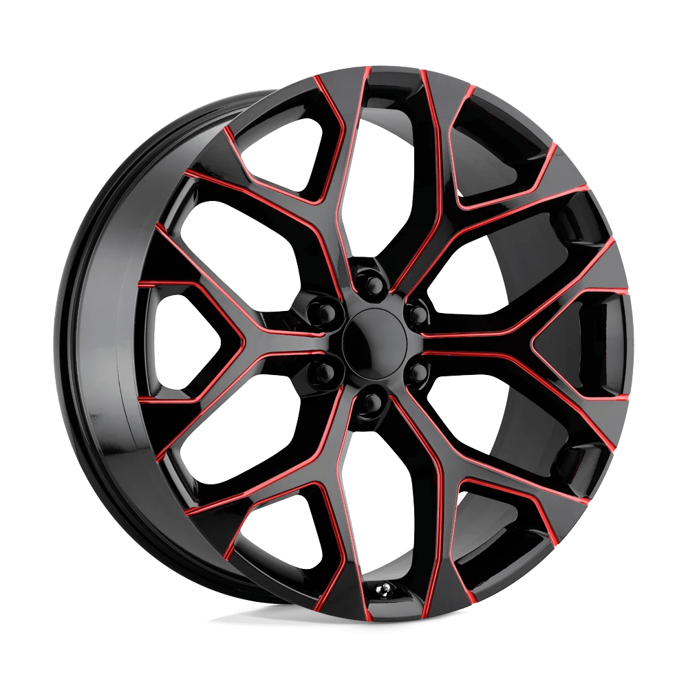 PERFORMANCE REPLICAS PR176 24X10 24 6X139.7/6X5.5 Gloss Black Red Milled