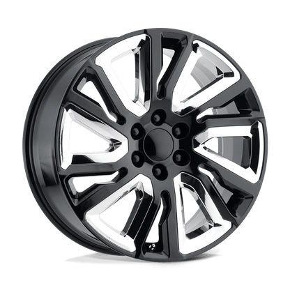PERFORMANCE REPLICAS PR202 22X9 28 6X139.7/6X5.5 Gloss Black With Chrome Accents