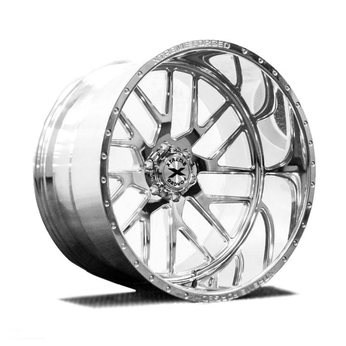 Xtreme Forged 003 22x12 6x139.7 (6x5.5) Polished With AMP Mud Terrain Attack MT A 33x14.50R22 Packages