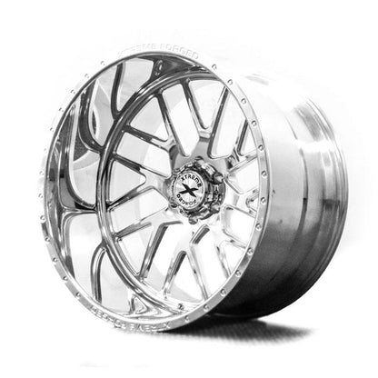 Xtreme Forged 003 22x12 6x139.7 (6x5.5) Polished With AMP Mud Terrain Attack MT A 33x14.50R22 Packages