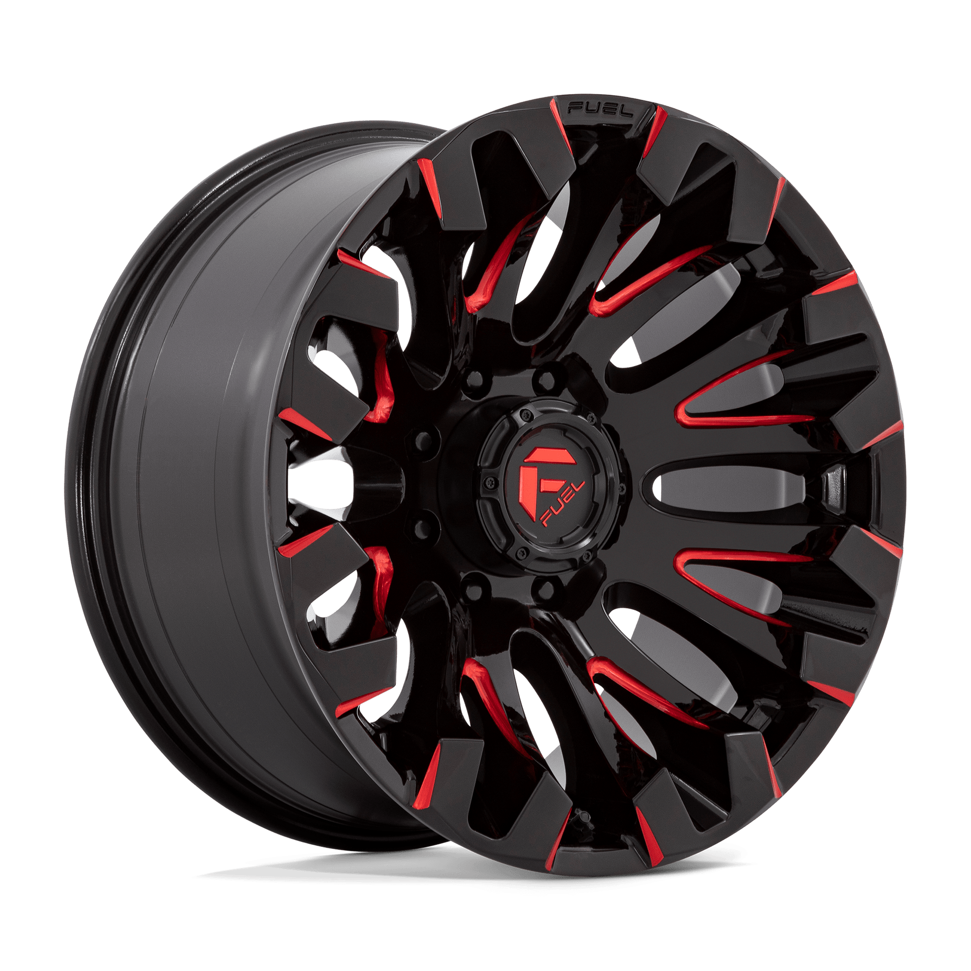 FUEL 1PC D829 QUAKE 20X10 -18 8X170/8X6.7 GLOSS BLACK MILLED RED TINT