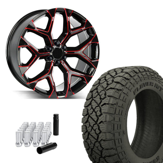 Strada Replica SnowFlake 24x10 +31 6x139.7 | 35x12.50R24 Kenda KR601 CHEVY W/LIFT KIT