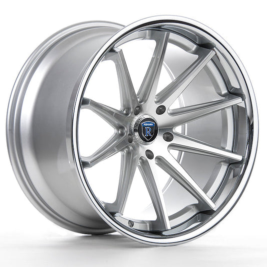 Rohana RC10 Wheel, 19X8.5, 5-112, +25, Machine Silver/Chrome Lip - RC1019855112MS25