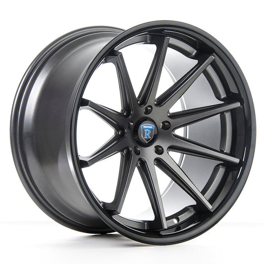 Rohana RC10 Wheel, 20X11, 5-112, +28, Matte Graphite/Gloss Black Lip - RC1020115112MG28