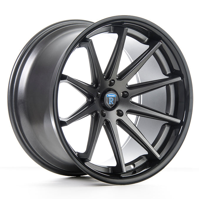 Rohana RC10 Wheel, 20X10, 5-112, +18, Matte Graphite/Gloss Black Lip - RC1020105112MG18