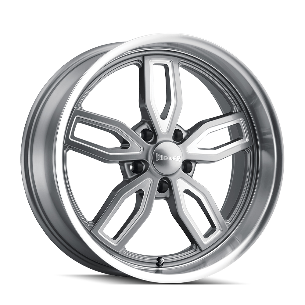RIDLER 608 18x9 0 5x120.65 GREY W/ MILLED SPOKES & DIAMOND LIP