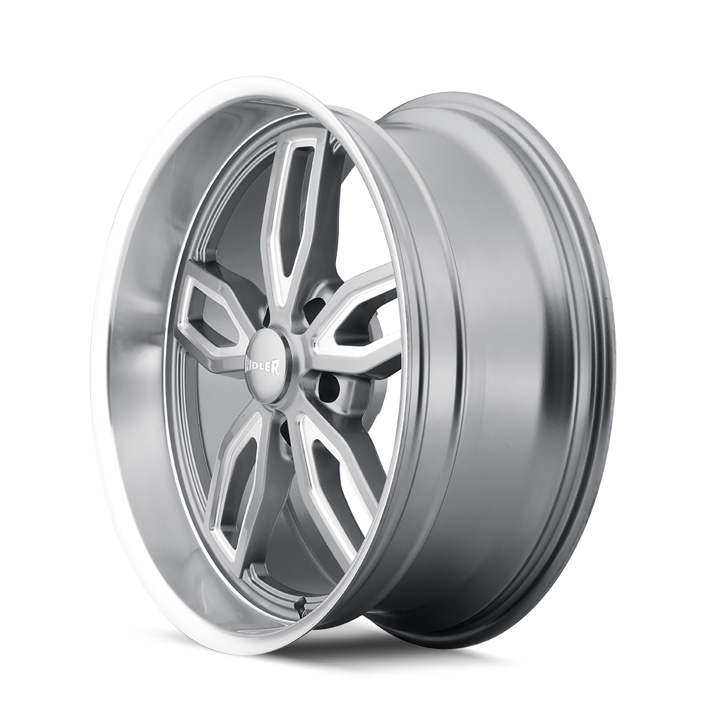 RIDLER 608 18x9 0 5x120.65 GREY W/ MILLED SPOKES & DIAMOND LIP
