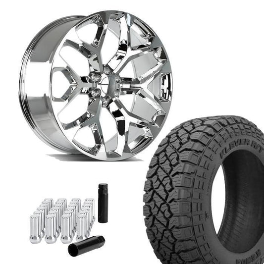 Strada Replica SnowFlakes 24x10 +31 6x139.7 | 35x12.50R24 Kenda KR601 RT GMC LIFTED