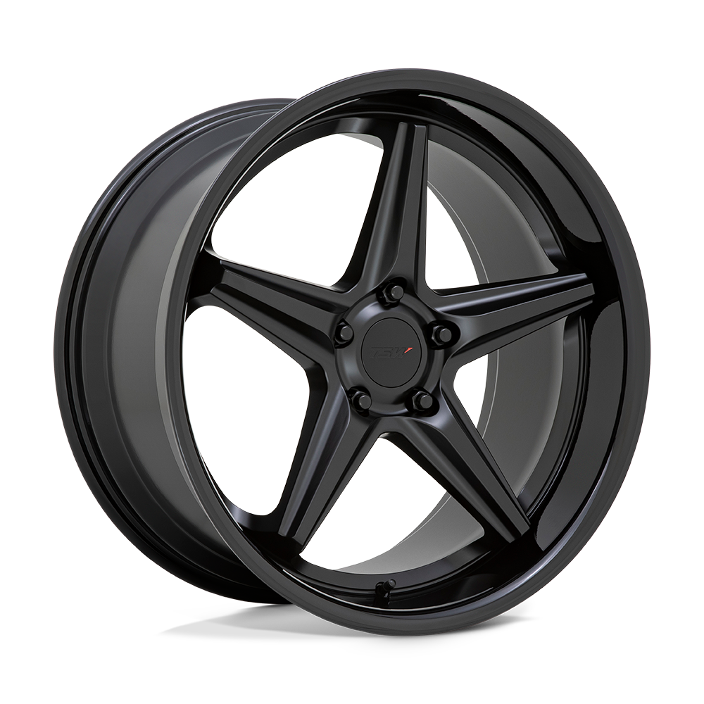 TSW LAUNCH 19X8.5 42 5X112 MATTE BLACK WITH GLOSS BLACK LIP