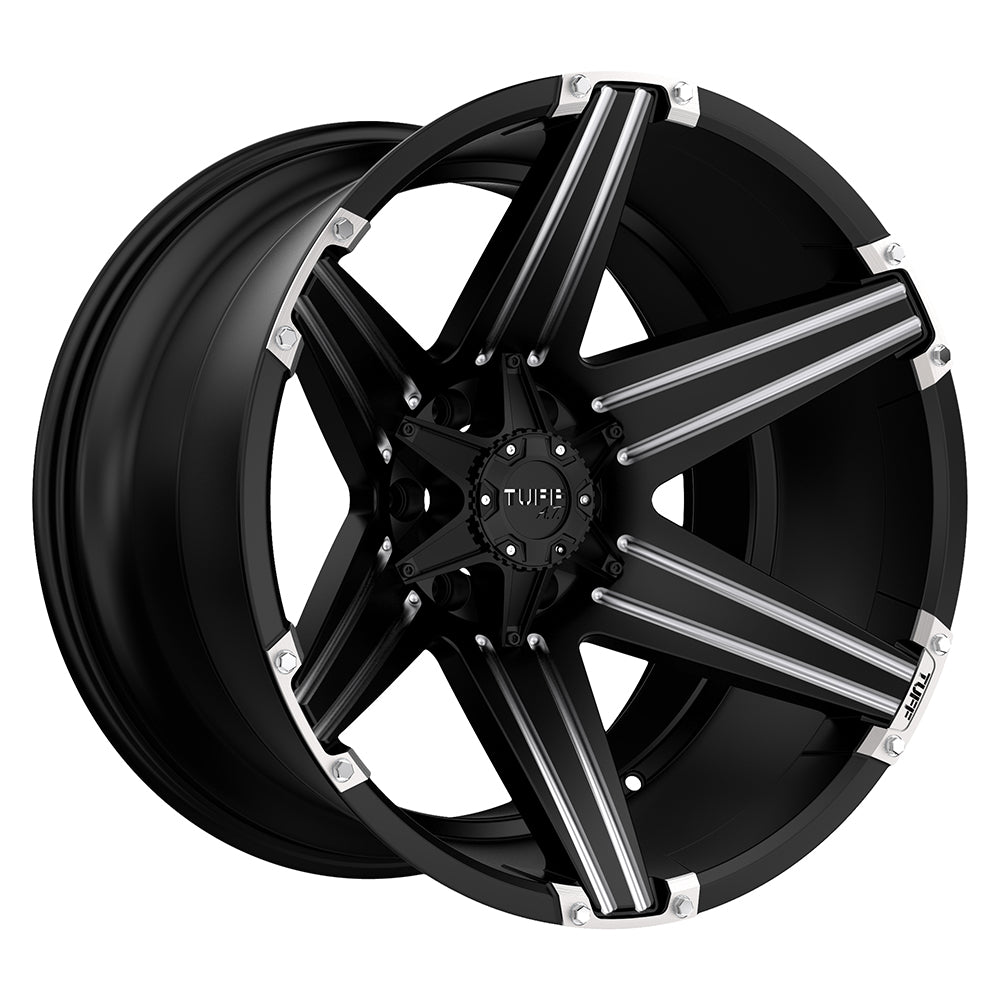 Tuff T12 17X9 0 6X139.7/6X5.5 SATIN BLACK W/ MILLED SPOKES