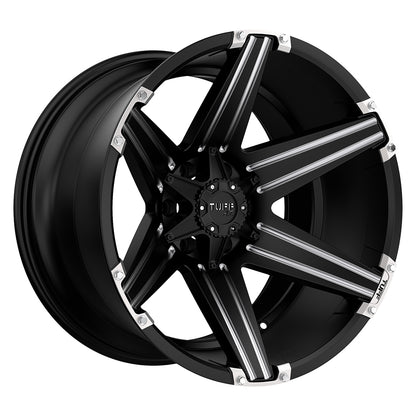 Tuff T12 17X9 0 6X139.7/6X5.5 SATIN BLACK W/ MILLED SPOKES