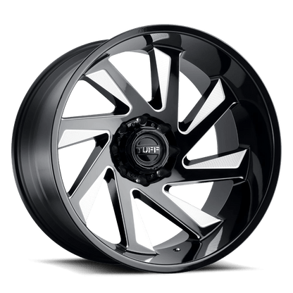 Tuff T1B 22X12 -45 8X165.1 GLOSS BLACK W/ MILLED SPOKES